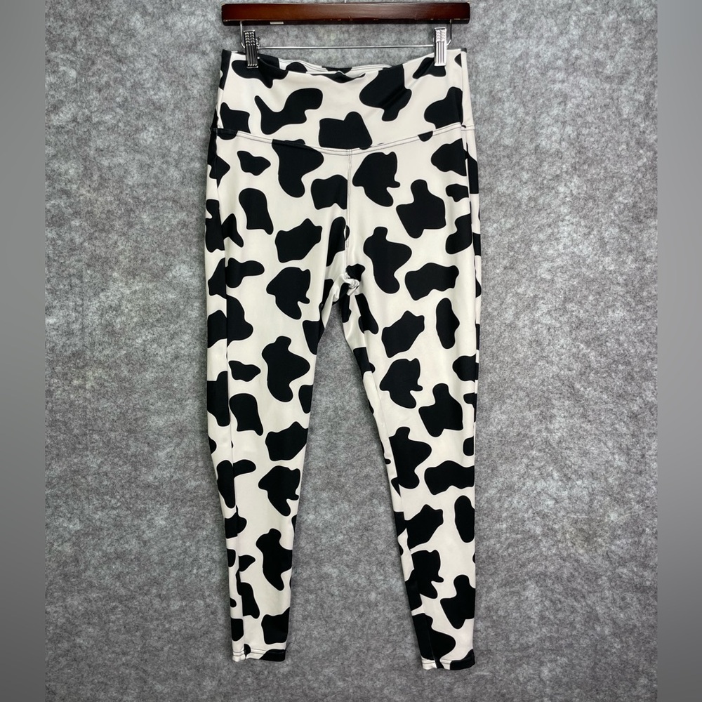 Tipsy Elves Womens Cow Print High Rise Leggings Medium Animal Print Farm Costume